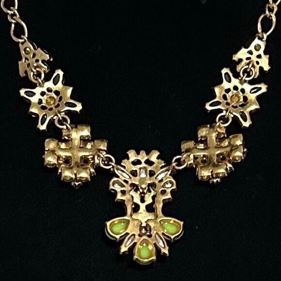 J. Crew Stunning Cluster Statement Necklace Multi Crystals & Gold Chain Signed - Picture 13 of 13